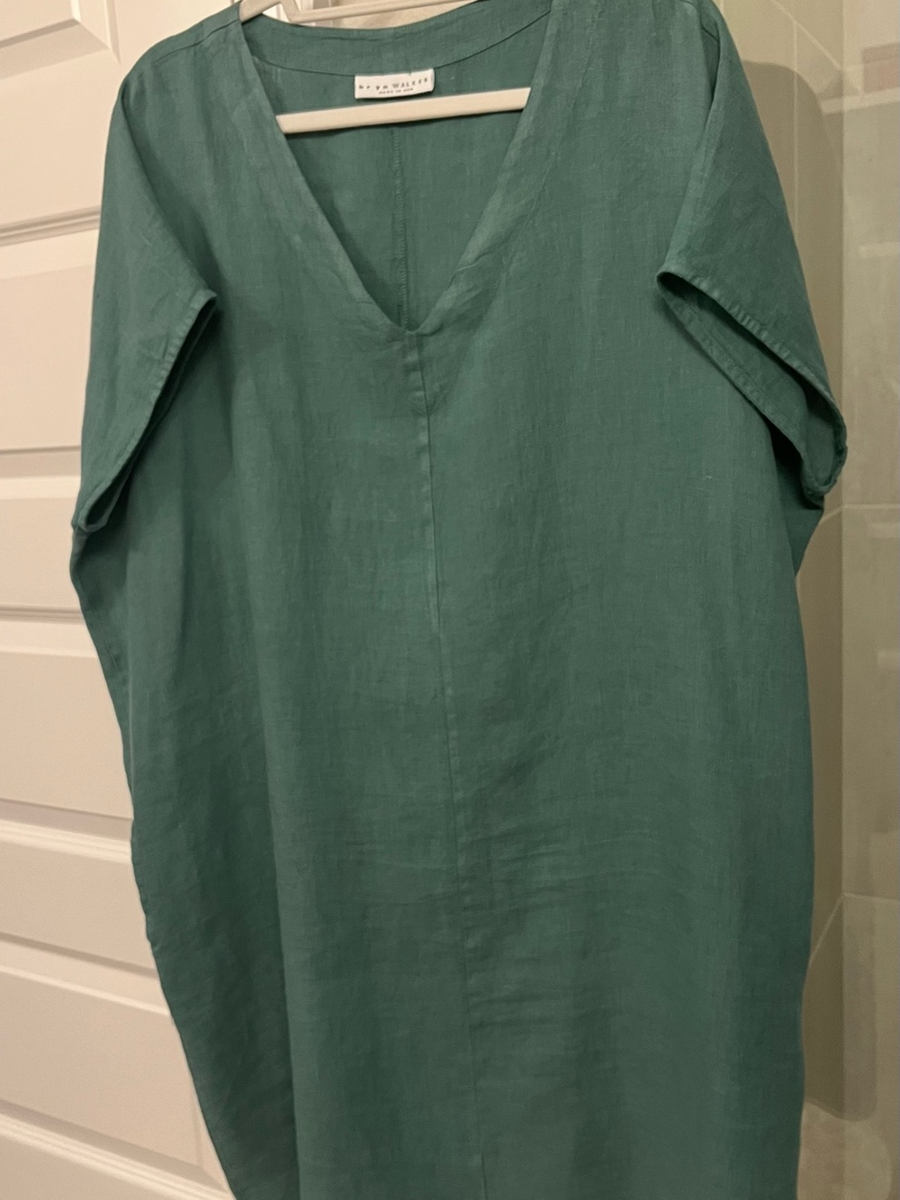 Sage Green V-Neck Linen Dress